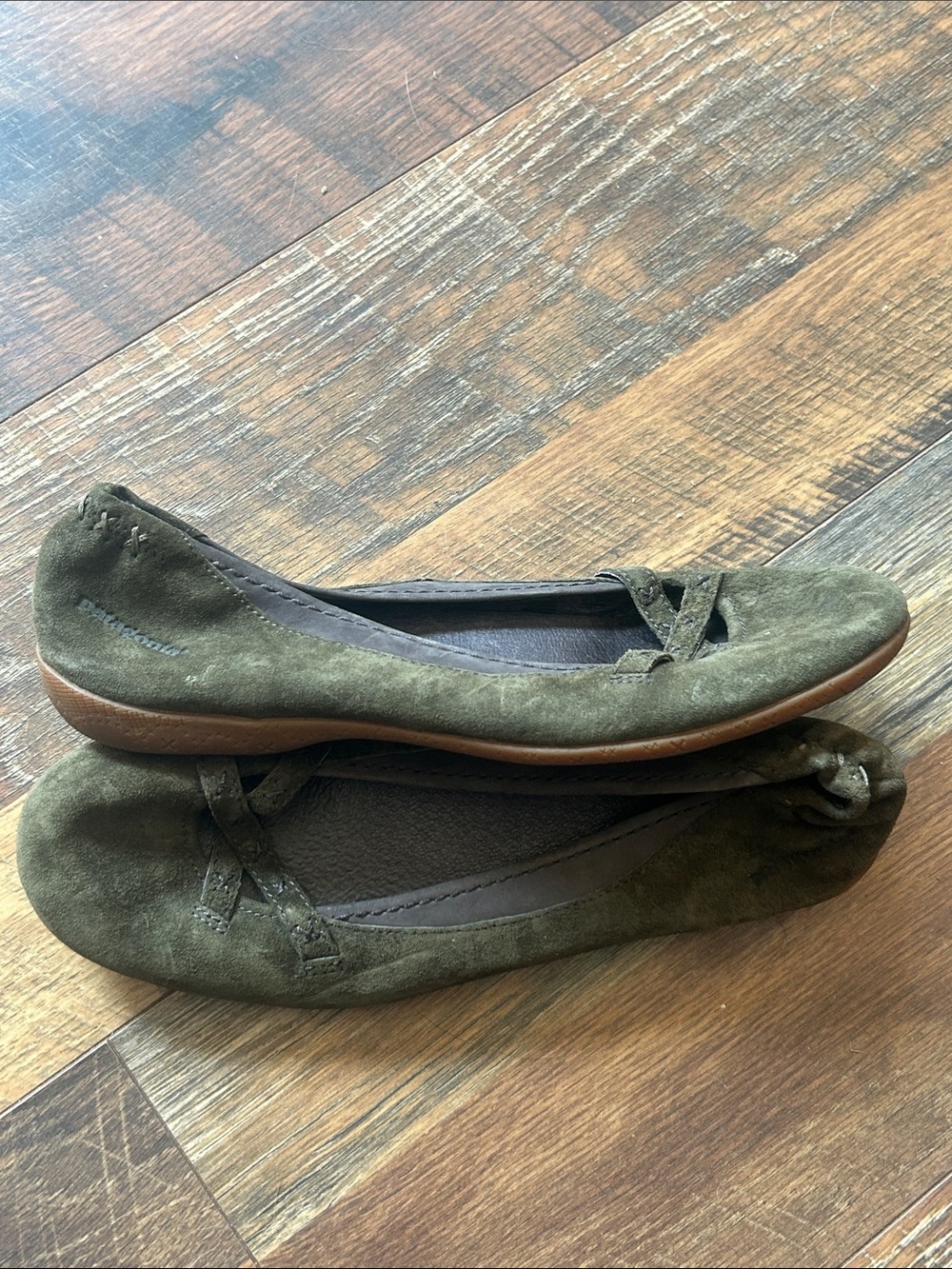 Patagonia Olive Green Suede Ballet Flats